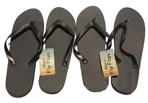 Mens Flip Flops Shower/beach Sandals 2 Pairs Size 11/12 Black Cool NWT - Picture 1 of 3