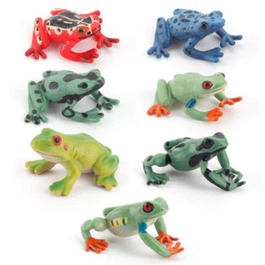 Simulation Rainforest Frogs Tree Frogs Animal Miniature Art Toy Figure 7pcs - Picture 1 of 13