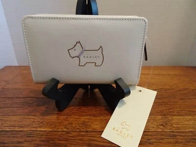 Cartera Billetera Radley London Heritage Mediana Doble Plegable Beige Claro Scottie Perro Lila Foto 1 de 4