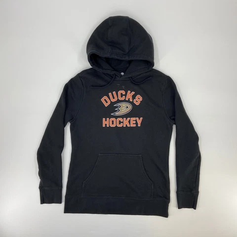 Mighty Ducks Sweater Mens Small Black Orange NHL Hockey Pullover Hoodie Cover