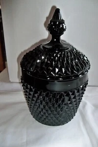Indiana Glass Tiara Cameo Black Diamond Point Ice Bucket with Lid - Picture 1 of 5