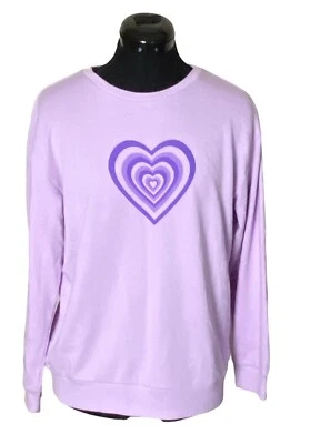 Epic Threads Stella Blaise Graphic Heart Terry Sweatshirt Lilac Moon Size XL NWT - Image 1 of 4