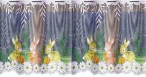 Easter Bunny Hand-Painted Jacquard Cafe Net Curtain 145 cm x 70 cm - Picture 1 of 2