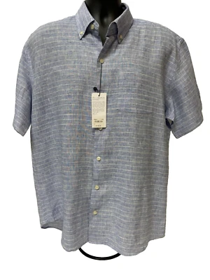 Camisa fina Ledbury para hombre 17 1/2 ajuste a medida manga corta talla XL lino de lujo Foto 1 de 4