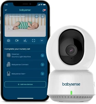 Monitor de bebé Babysense See Smart WiFi, cámara 1080p, visión nocturna HD - blanco Foto 1 de 4