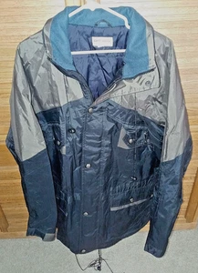 Chaqueta de Lluvia Berto Lucci Creazione Para Hombres XL De Colección Negra Gris Capucha Cremallera Completa A Presión - Imagen 1 de 6