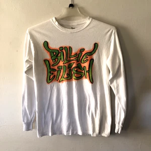 Billie Eilish White Orange Green Graffiti Long Sleeve T-Shirt M Unisex - Picture 1 of 4