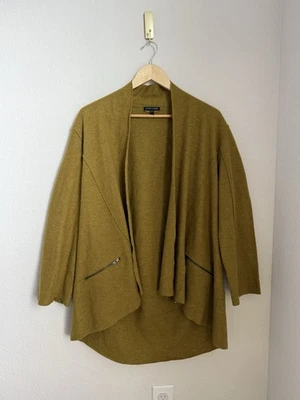 Cardigã Eileen Fisher Feminino Lã Merino Desleixado Drapeado Frente Aberta Tamanho M  - Imagem 1 de 4