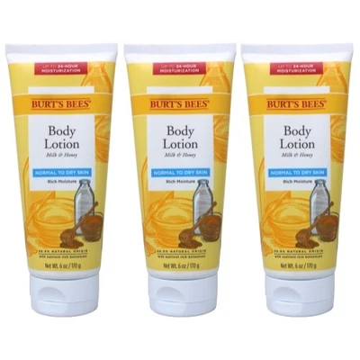 3 Pack Burts Bees Naturally Nourishing Milk And Honey Body Lotion 6.0Oz Each - Изображение 1 из 4