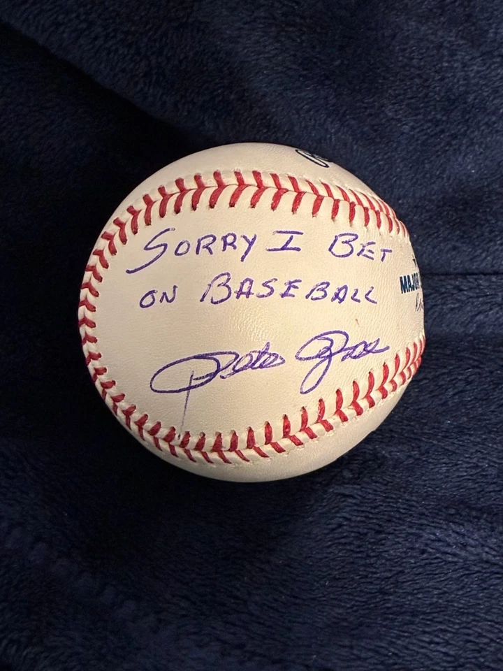 Pete Rose "Lo siento, apuesto al béisbol" béisbol firmado - Certificado JSA Foto 1 de 2