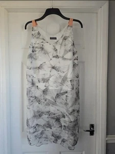 Womens Mint Velvet Lined Tunic top / dressGrey White , Pink silk trim UK 12 - Picture 1 of 10