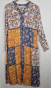LOGO by Lori Goldstein Patchwork Maxi Staubtuch Kimono XS leicht Hippie Boho  - Bild 1 von 11