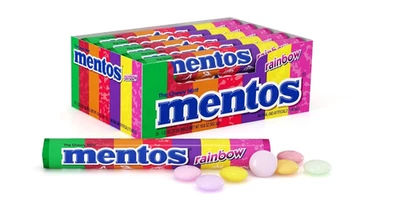 Rolo de doces Mentos Chewy Mint, arco-íris, sem derretimento, festa, 14 peças (pacote a granel - Imagem 1 de 4