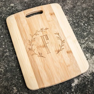 Personalized Branches with Initial Cutting Board 14''x9.5''x.5'' Bamboo - Picture 1 of 1
