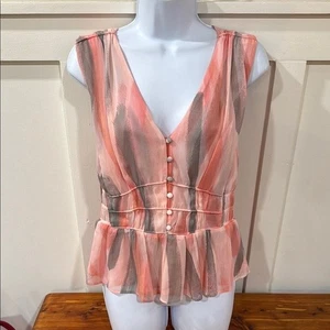 Top Peplum Roccocò Righe Pittoriche Casa Bianca Mercato Nero Nuovo con etichette M - Foto 1 di 7