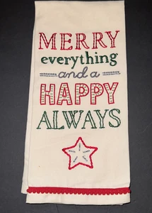 PRIMITIVES by KATHY Geschirrtuch bestickt Merry everything... Küche Neu mit Etikett - Bild 1 von 5