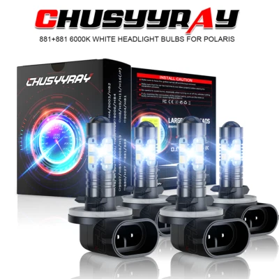 Lâmpadas de farol LED HI/Lo feixe para Arctic Cat Prowler 650 HDX 500 700 -4PC - Imagem 1 de 4