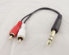 Gold 6.35Mm 1/4" Male Stereo To 2 Rca Phono Male Plug Adapter Audio Y Cable 20Cm