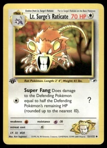 Pokemon Tcg WOTC NMLt. Surge's Raticate [1st Edition] #51 Gym Heroes - Picture 1 of 2