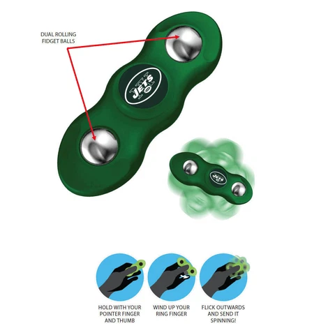New NFL New York Jets 2 in 1 Flik Fidget Hand Spinner & Rolling Balls Cover