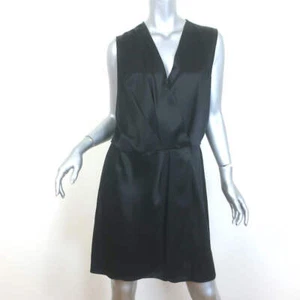 Rag & Bone Victor Sleeveless Wrap Dress Black Silk Satin Size Large - Picture 1 of 7