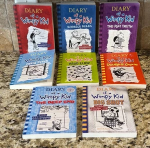 Lot of 8 PaperBack Diary of a Wimpy Kid Set Books by Jeff Kinney. - Picture 1 of 6