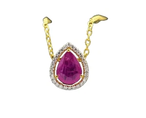 0.45ct Natural Round Diamond 14k Yellow Gold Ruby Wedding Anniversary Pendant - Picture 1 of 5