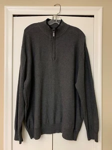 Paradise Collection Mens XL 100% Cotton Knit Pullover Sweater 1/4 Zip Gray Solid - Picture 1 of 8