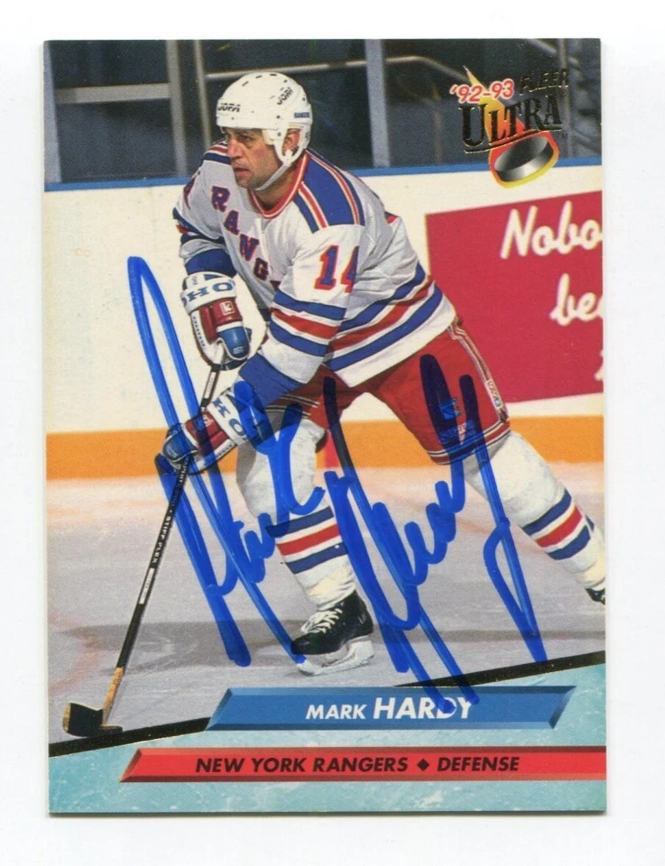 1993 Fleer Mark Hardy Signed Card Hockey NHL Autograph AUTO #354 - Image 1 of 2