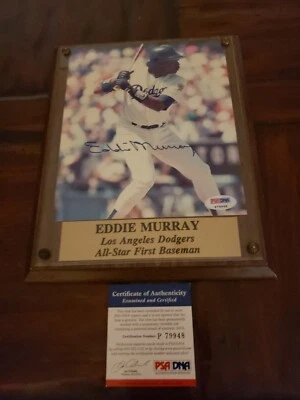 💥HOF💥EDDIE MURRAY💥SIGNED 7X5 PHOTO ON A 10X8💥WOODEN FRAME💥PSA COA & HOLO💥 - Image 1 of 4