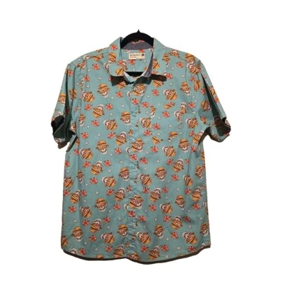 Retrofit Hawaiian Skull Shirt Mens LG  Button Up Colorful Whimsy Goth Halloween - Image 1 of 4