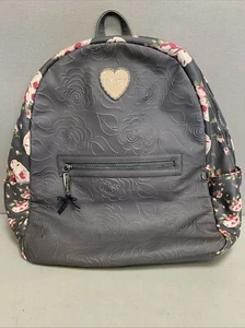 Betsey by Betsey Johnson Backpack Floral Gray Rose Quilted Heart Charms - Bild 1 von 13
