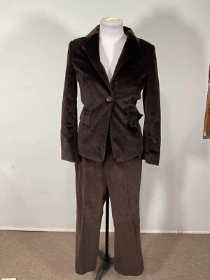 Banana Republic W9mejs Marrón Terciopelo Chaqueta Pantalón Traje Conjunto Talla 4 Foto 1 de 4