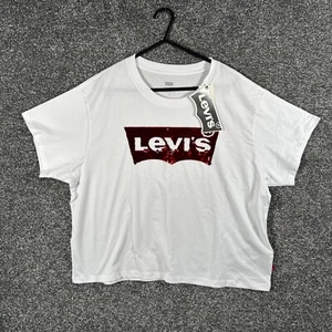 Levis Shirt Womens Large White Sequin Spell Out Pullover Short Sleeve Jersey - Picture 1 of 12
