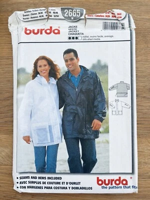 Vintage 1980s Burda 2665 Unisex Loose Fitting Lightweight Over Jacket UNCUT - Image 1 of 4