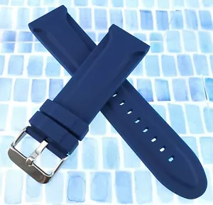 Hadley Roma 24 mm Blue Genuine Silicone Divers / Sports Watch Band MS3377 - Picture 1 of 8