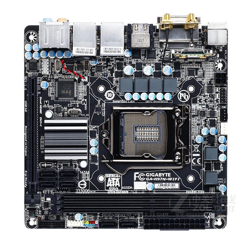 For Gigabyte GA-H97N-WIFI Motherboard Intel LGA1150 DDR3 Dual GbE LAN Mini-ITX - Image 1 of 3
