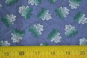 33" Long, White & Green on Lavender Quilt Cotton, RJR/Wood Cut Prints, N1055 - Picture 1 of 5
