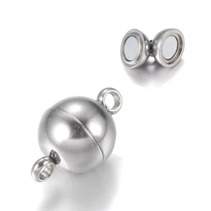 20 Sets 304 Stainless Steel Smooth Magnetic Clasps Round Closure Findings 14x8mm - Picture 1 of 4
