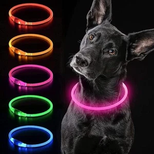 LED Leuchthalsband Hundehalsband Zuschneidbar Blinklicht USB Wiederaufladbar DE - Bild 1 von 13