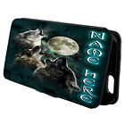 Personalised Wolf iPhone Case Custom Fantasy Moon Flip Phone Cover Wallet KS30