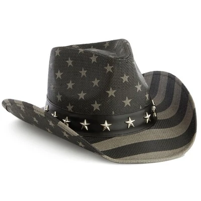 USA Straw American Flag Cowboy Hat for Men, Women, Looks Vintage Cowgirl Hat ... - Image 1 of 4