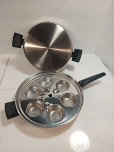 EKCO  11" Skillet Fry Pan Dome lid set Egg Poacher cookware USA 304SS Tri Clad - Picture 1 of 19