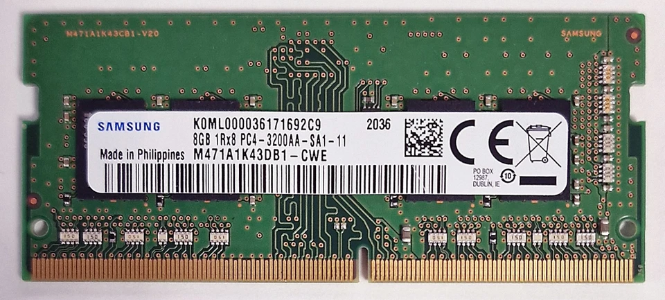 8GB Samsung DDR4 3200MHz Laptop Memory RAM PC4-25600 SODIMM 260-Pin 1.2V - Image 1 of 1