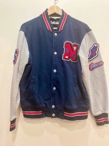 New Balance Varsity Bomber Jacket Size M Korea Design Snap Front Preppy Academic - Picture 1 of 11