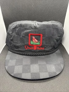 Vintage Quail Valley Golf Course Trucker Snapback Hat Black Checkered - Picture 1 of 4