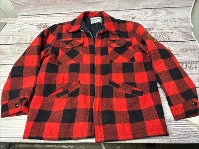 Weatherguard by Shane Jacket Men M Buffalo Plaid Wool Blend Full Zip 70s - Image 1 of 4