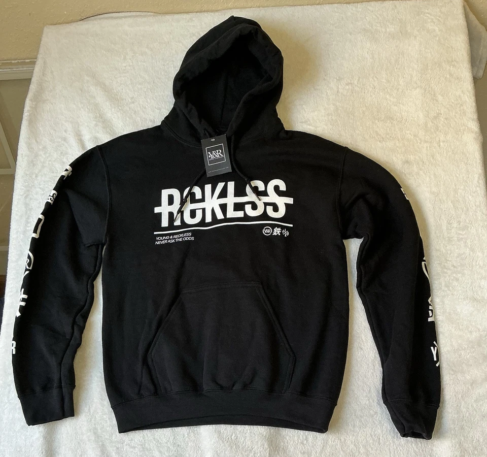Sudadera con Capucha Young & Reckless Negra Diseño Gráfico Pullover Adulto XS NUEVA CON ETIQUETAS  Foto 1 de 4
