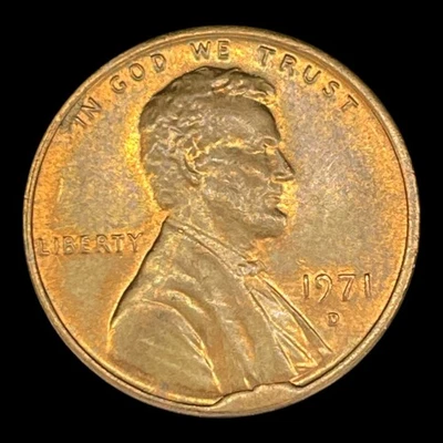 Cud Error Cent 1971 D Lincoln Penny Genuine Mint Filled Die Break 1m - Image 1 of 2