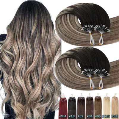 #1BT4P60 THICK Micro Loop Nano Ring Human Remy Hair Extensions Full Head 150G US - Image 1 of 4